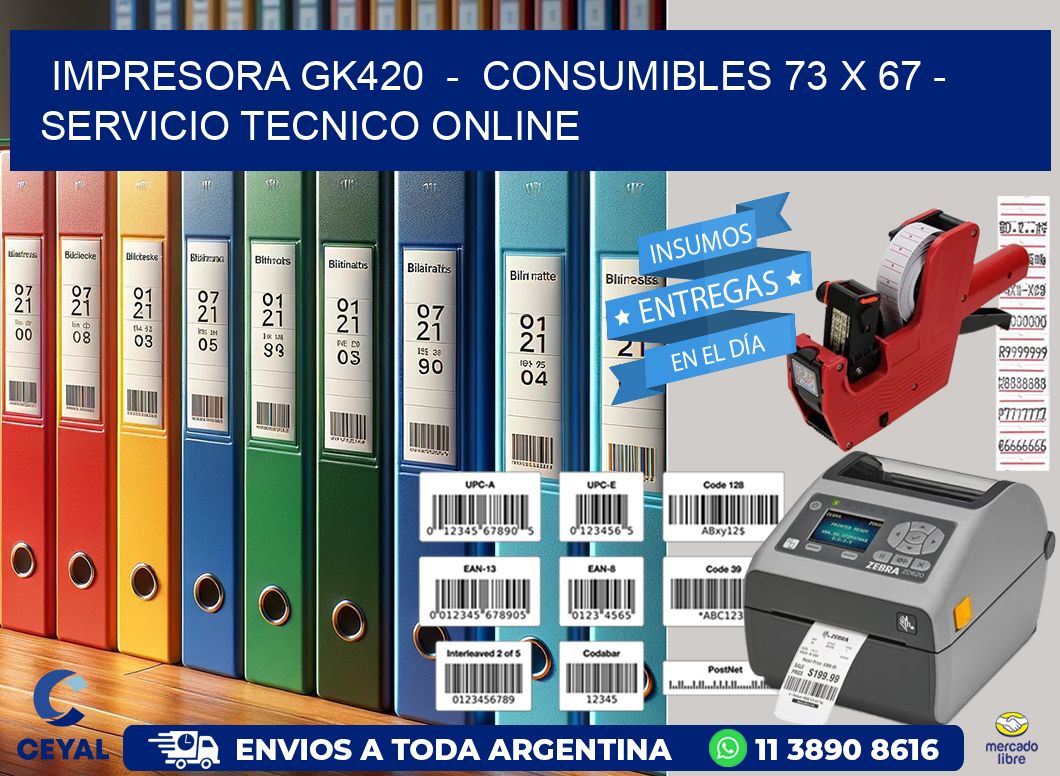 IMPRESORA GK420  –  CONSUMIBLES 73 x 67 – SERVICIO TECNICO ONLINE