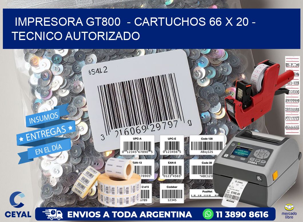 IMPRESORA GT800 - CARTUCHOS 66 x 20 - TECNICO AUTORIZADO