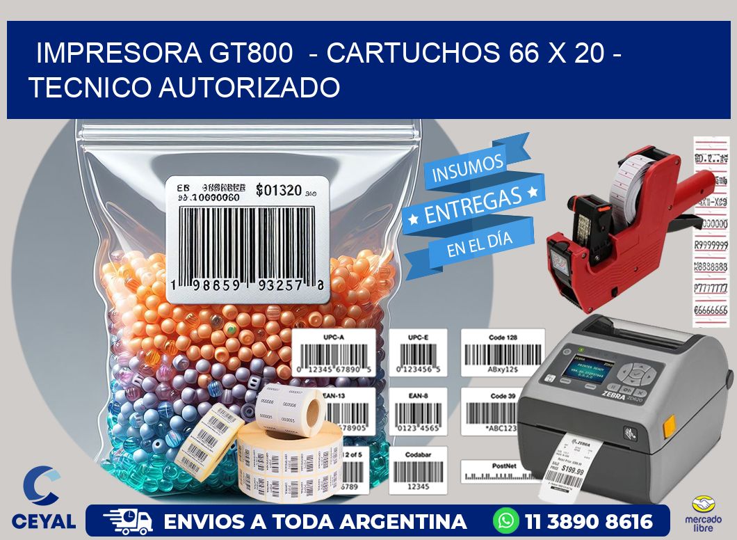 IMPRESORA GT800  – CARTUCHOS 66 x 20 – TECNICO AUTORIZADO