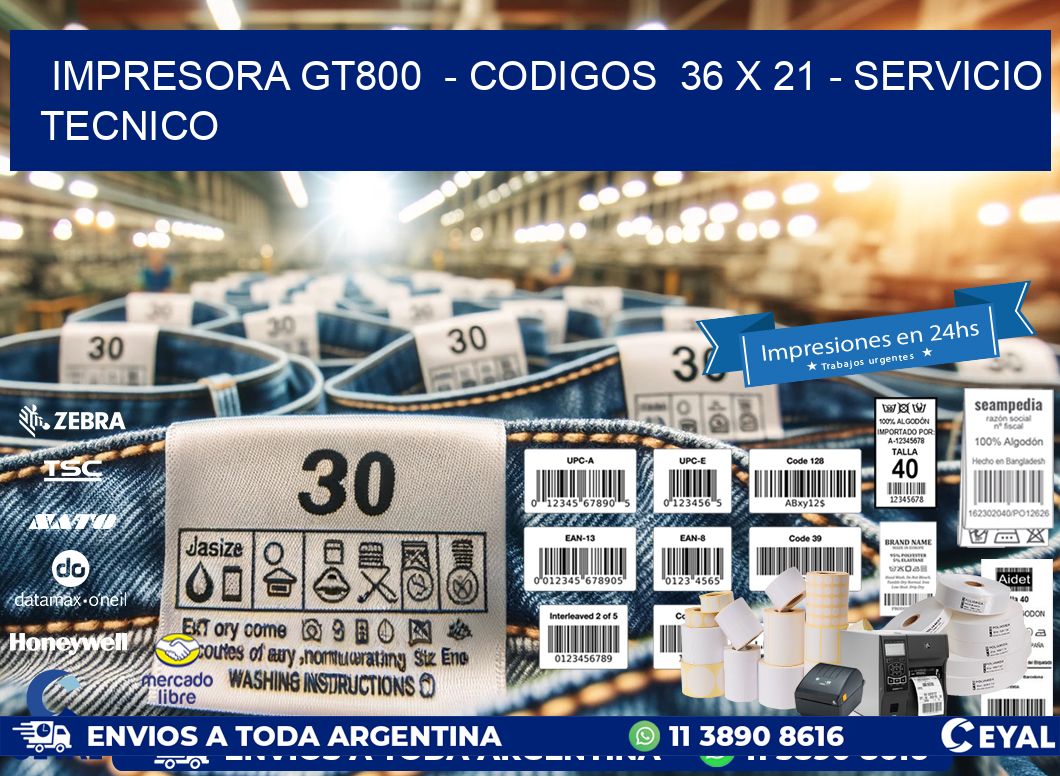 IMPRESORA GT800  - CODIGOS  36 x 21 - SERVICIO TECNICO