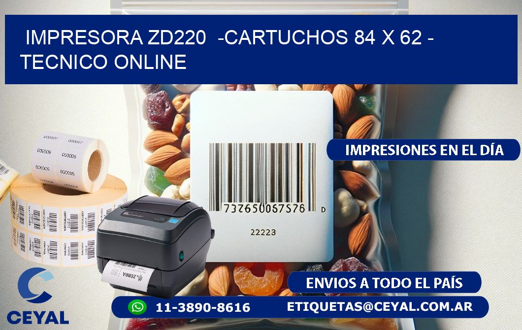 IMPRESORA ZD220  -CARTUCHOS 84 x 62 - TECNICO ONLINE