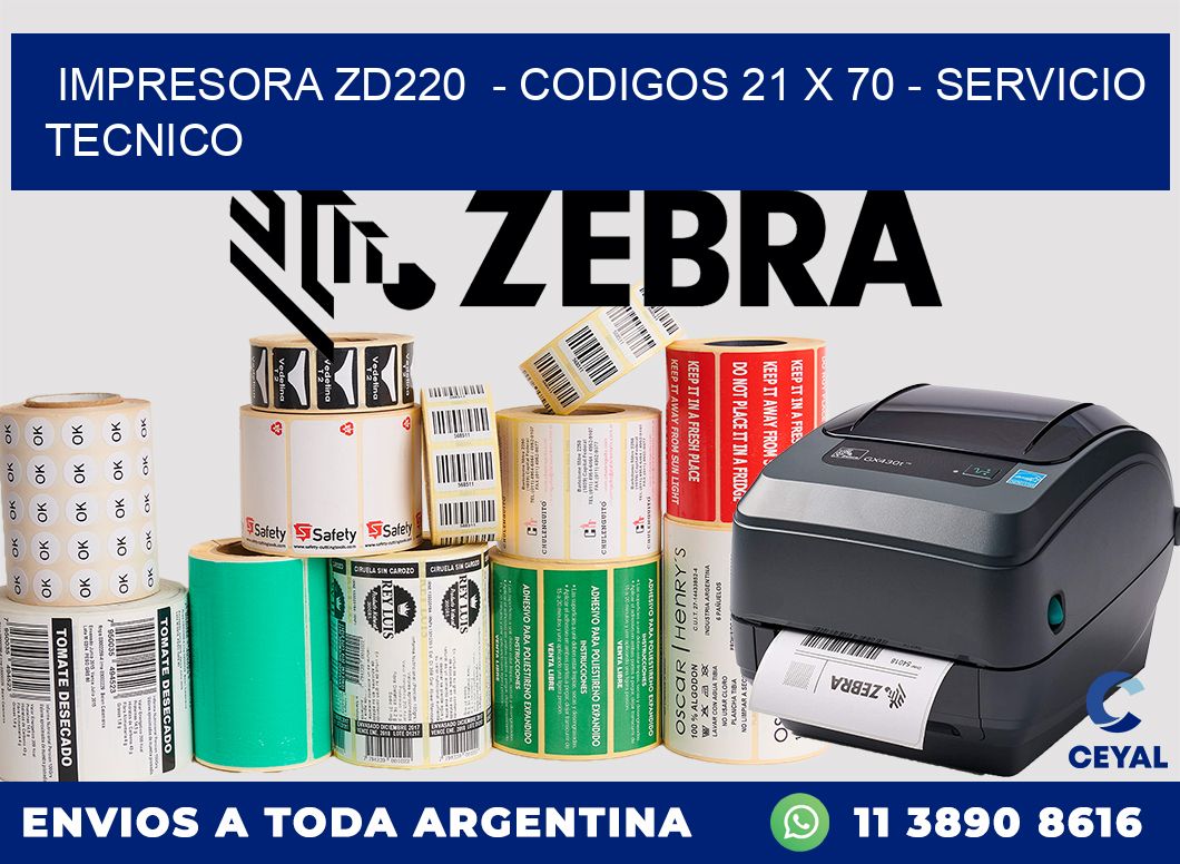IMPRESORA ZD220  - CODIGOS 21 x 70 - SERVICIO TECNICO