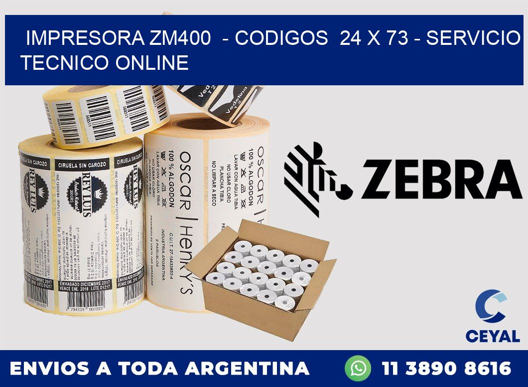 IMPRESORA ZM400  - CODIGOS  24 x 73 - SERVICIO TECNICO ONLINE