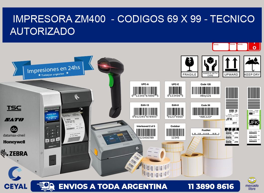 IMPRESORA ZM400  - CODIGOS 69 x 99 - TECNICO AUTORIZADO