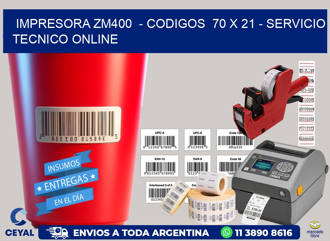 IMPRESORA ZM400  - CODIGOS  70 x 21 - SERVICIO TECNICO ONLINE