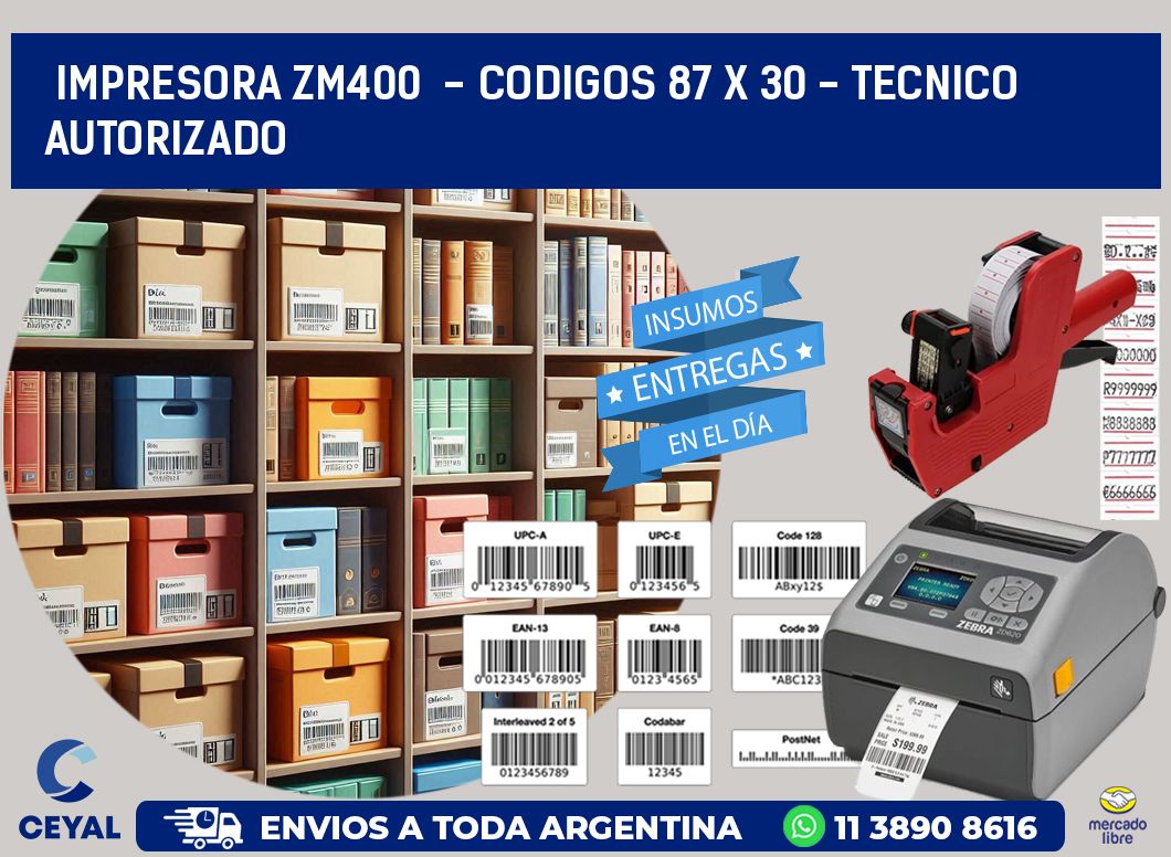 IMPRESORA ZM400 - CODIGOS 87 x 30 - TECNICO AUTORIZADO