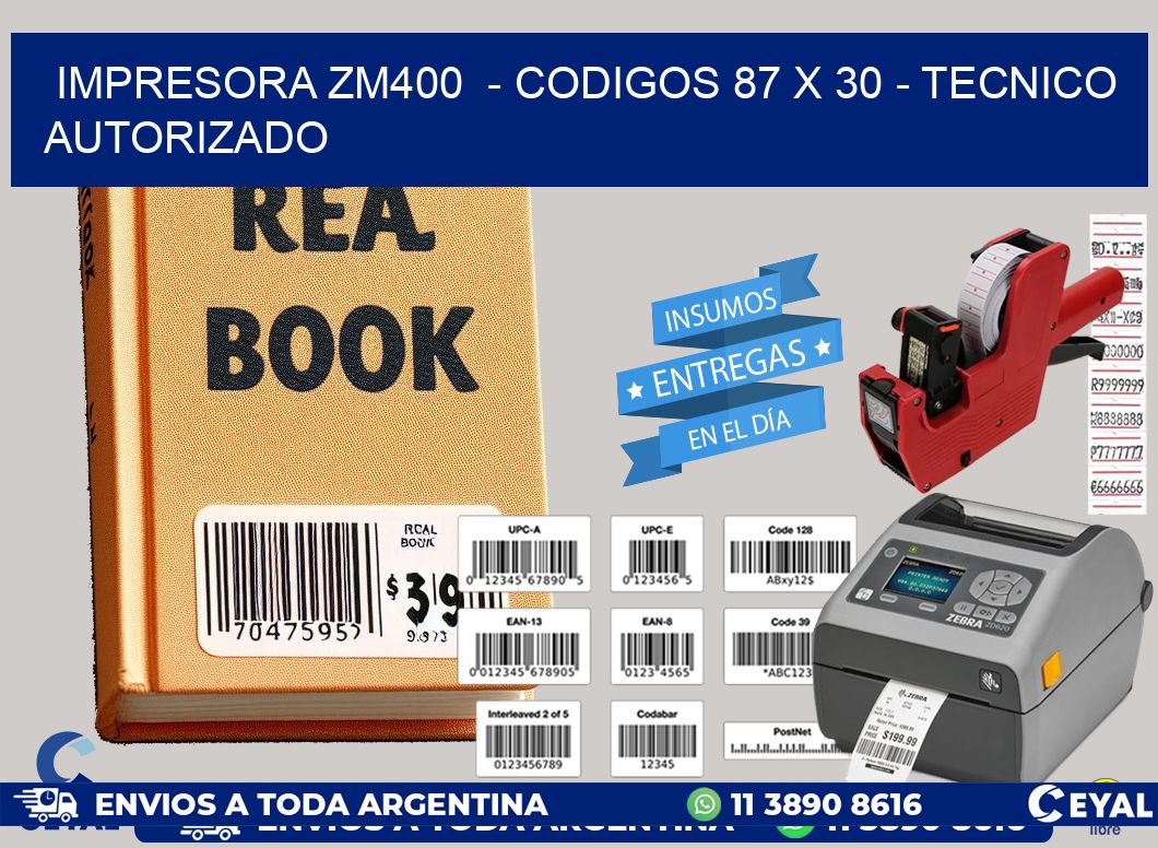IMPRESORA ZM400 - CODIGOS 87 x 30 - TECNICO AUTORIZADO