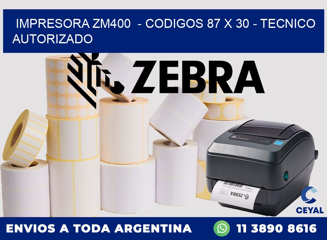 IMPRESORA ZM400 - CODIGOS 87 x 30 - TECNICO AUTORIZADO