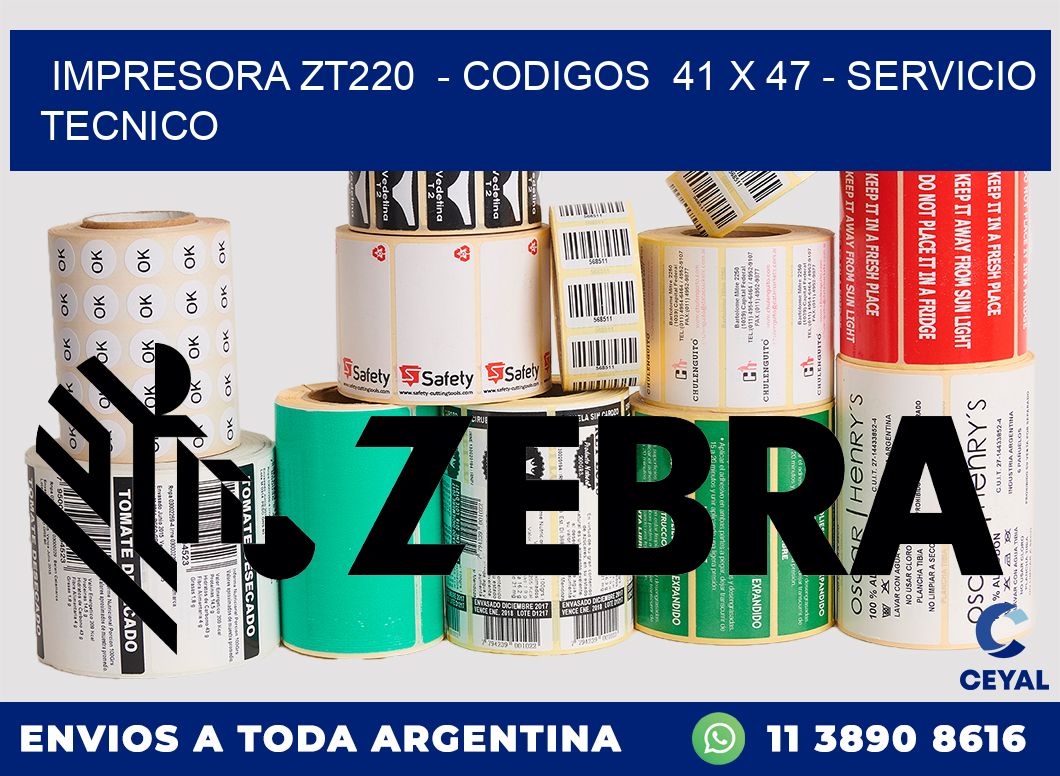 IMPRESORA ZT220  - CODIGOS  41 x 47 - SERVICIO TECNICO