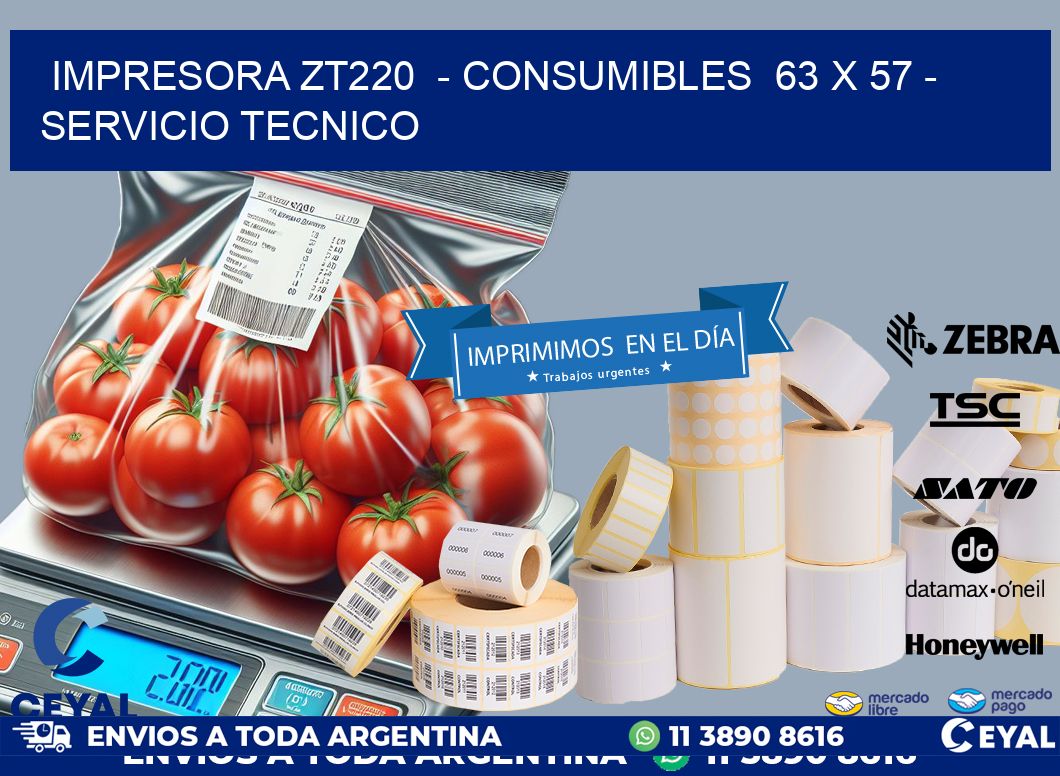 IMPRESORA ZT220  - CONSUMIBLES  63 x 57 - SERVICIO TECNICO
