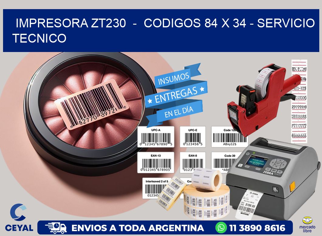 IMPRESORA ZT230  -  CODIGOS 84 x 34 - SERVICIO TECNICO