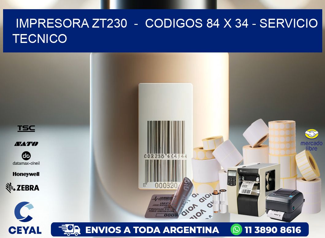 IMPRESORA ZT230  -  CODIGOS 84 x 34 - SERVICIO TECNICO