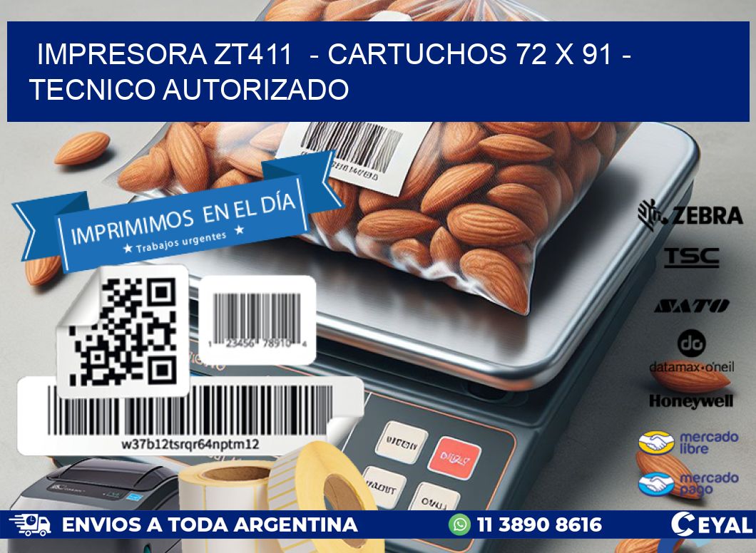 IMPRESORA ZT411  - CARTUCHOS 72 x 91 - TECNICO AUTORIZADO