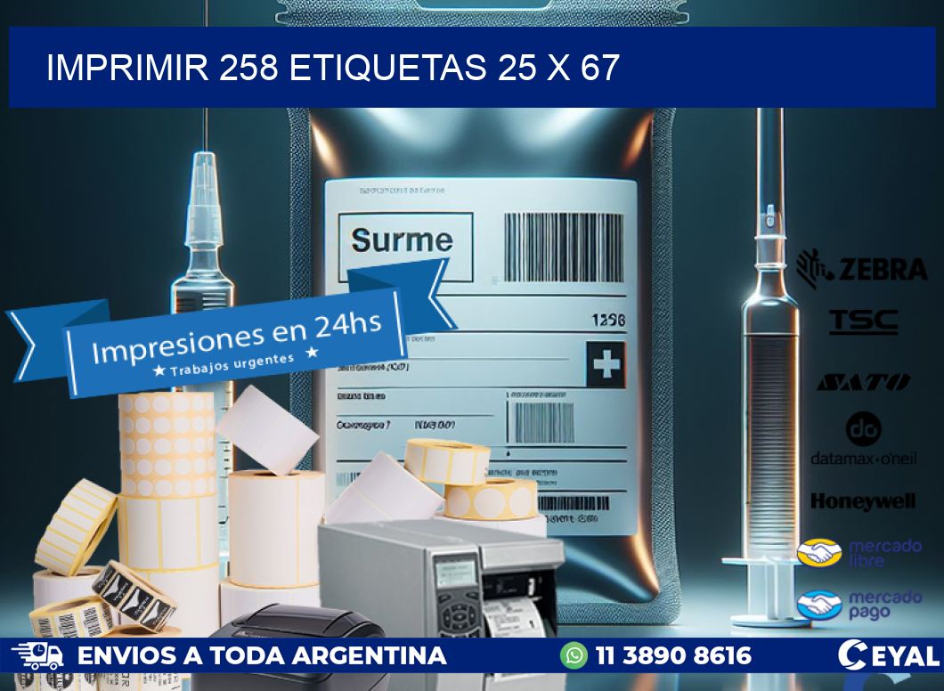 IMPRIMIR 258 ETIQUETAS 25 x 67
