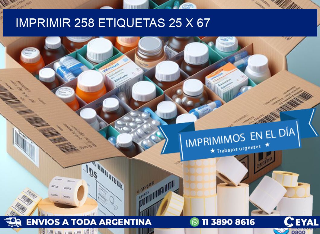 IMPRIMIR 258 ETIQUETAS 25 x 67