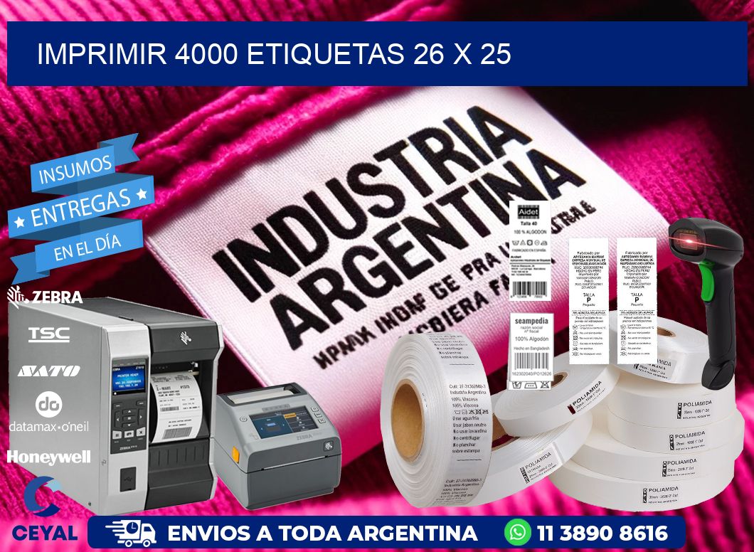 IMPRIMIR 4000 ETIQUETAS 26 x 25
