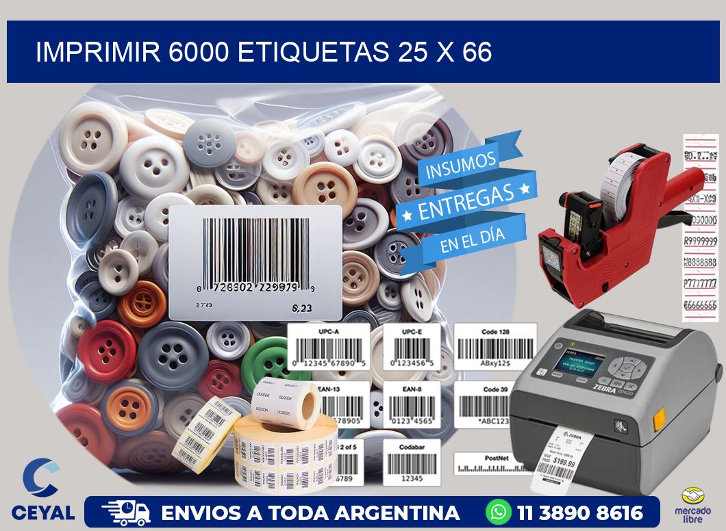 IMPRIMIR 6000 ETIQUETAS 25 x 66