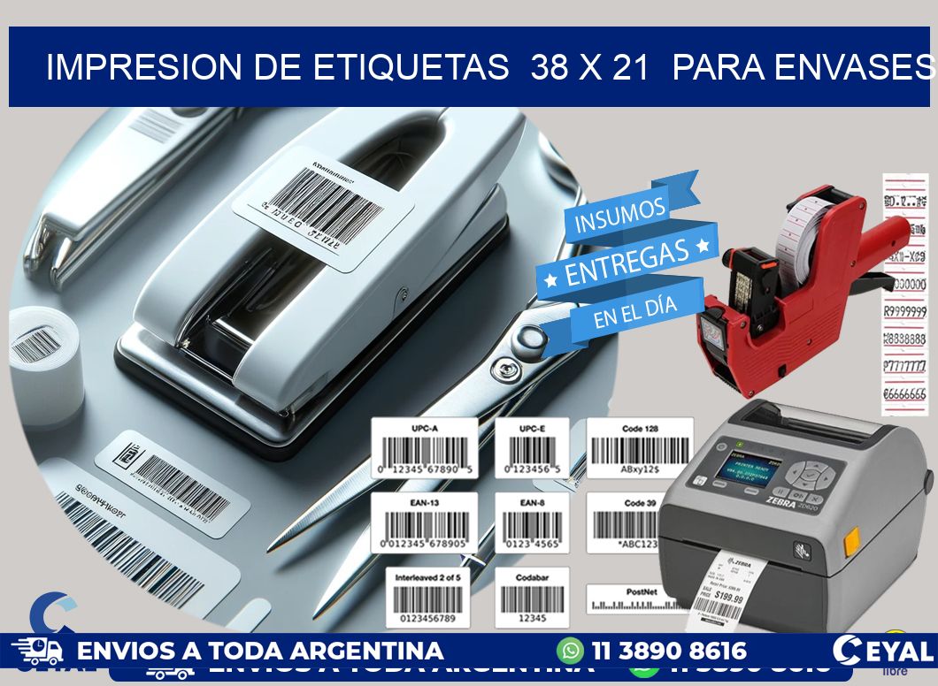 impresion de etiquetas  38 x 21  para envases