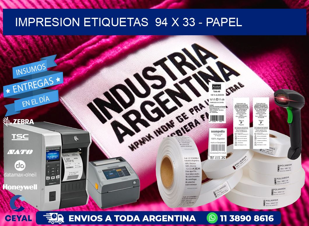 impresion etiquetas  94 x 33 - papel