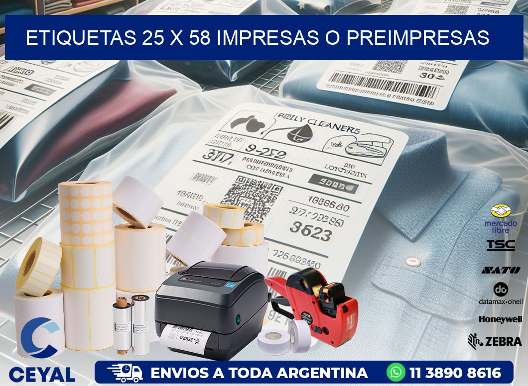 ETIQUETAS 25 x 58 IMPRESAS O PREIMPRESAS