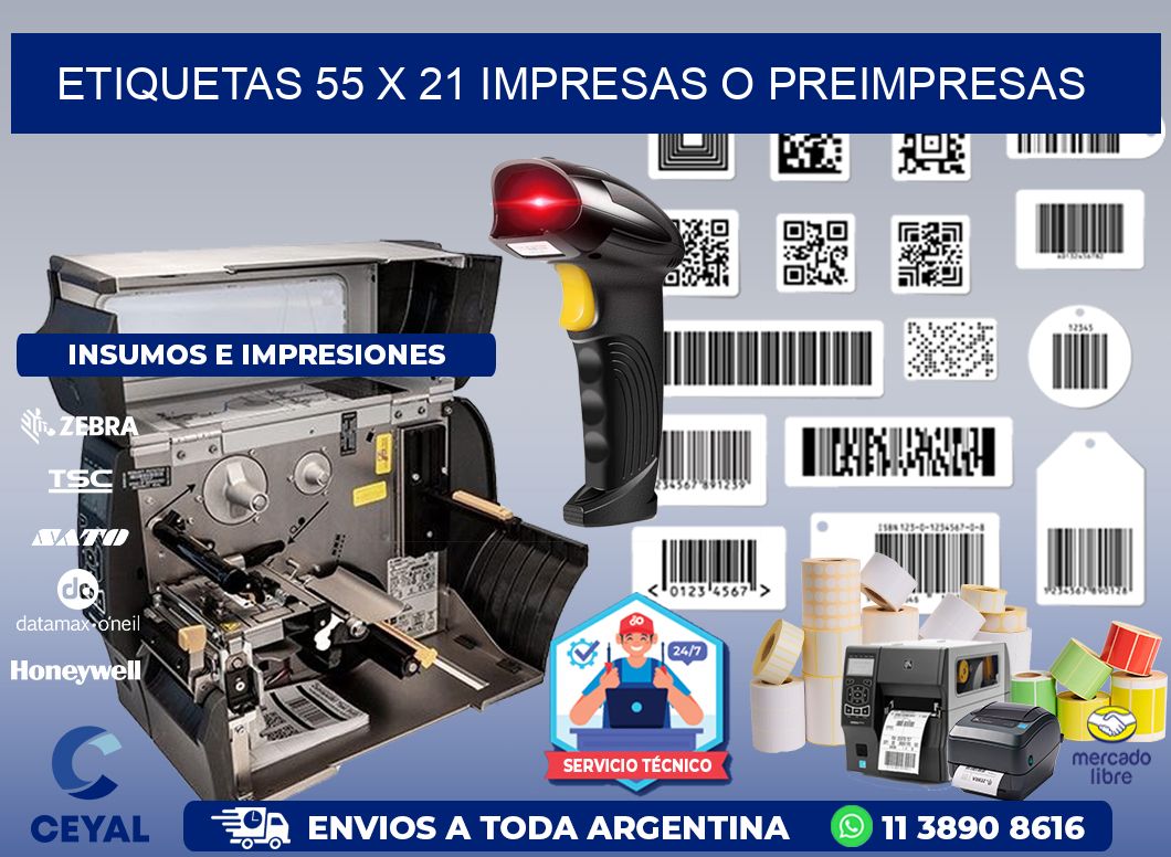 ETIQUETAS 55 x 21 IMPRESAS O PREIMPRESAS