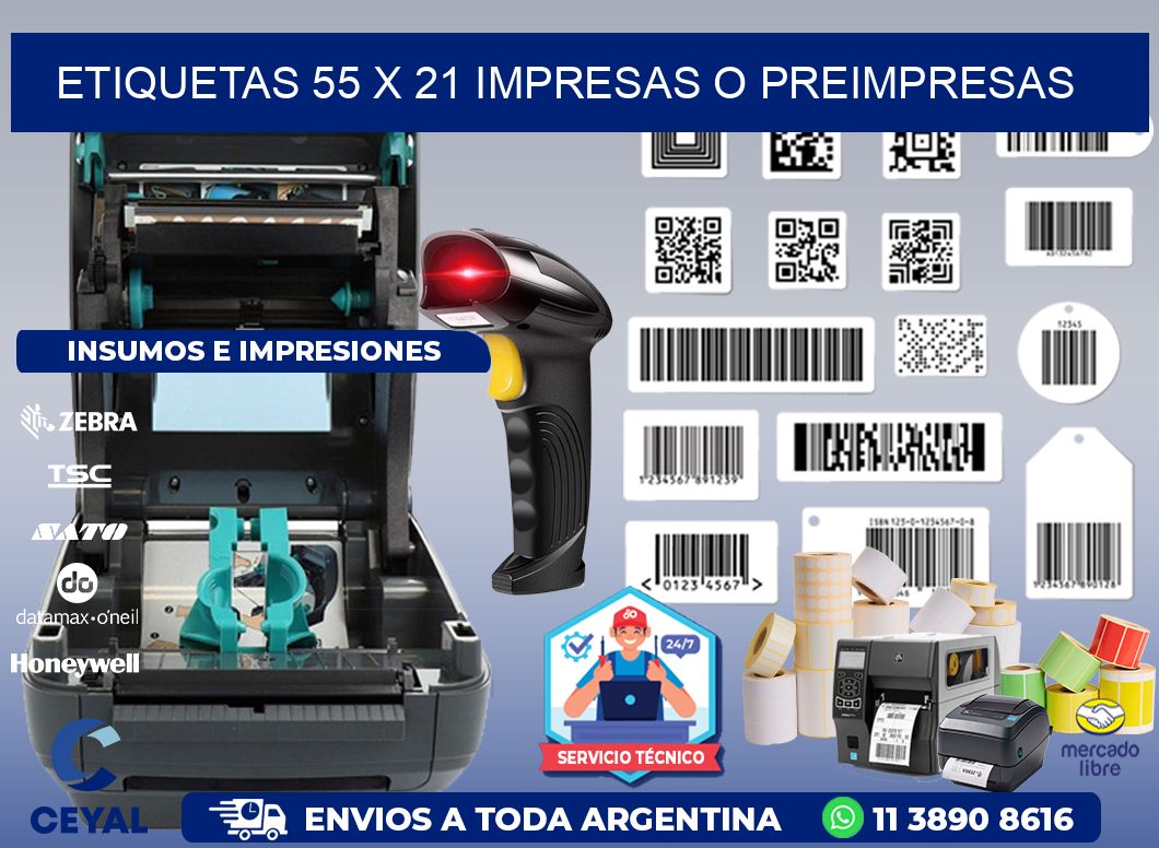 ETIQUETAS 55 x 21 IMPRESAS O PREIMPRESAS