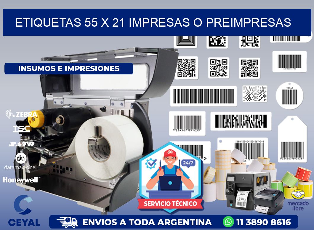 ETIQUETAS 55 x 21 IMPRESAS O PREIMPRESAS