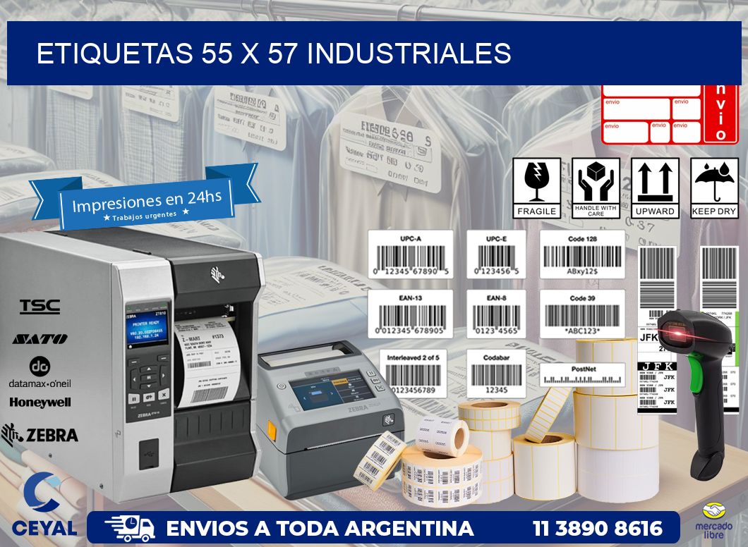 ETIQUETAS 55 x 57 INDUSTRIALES