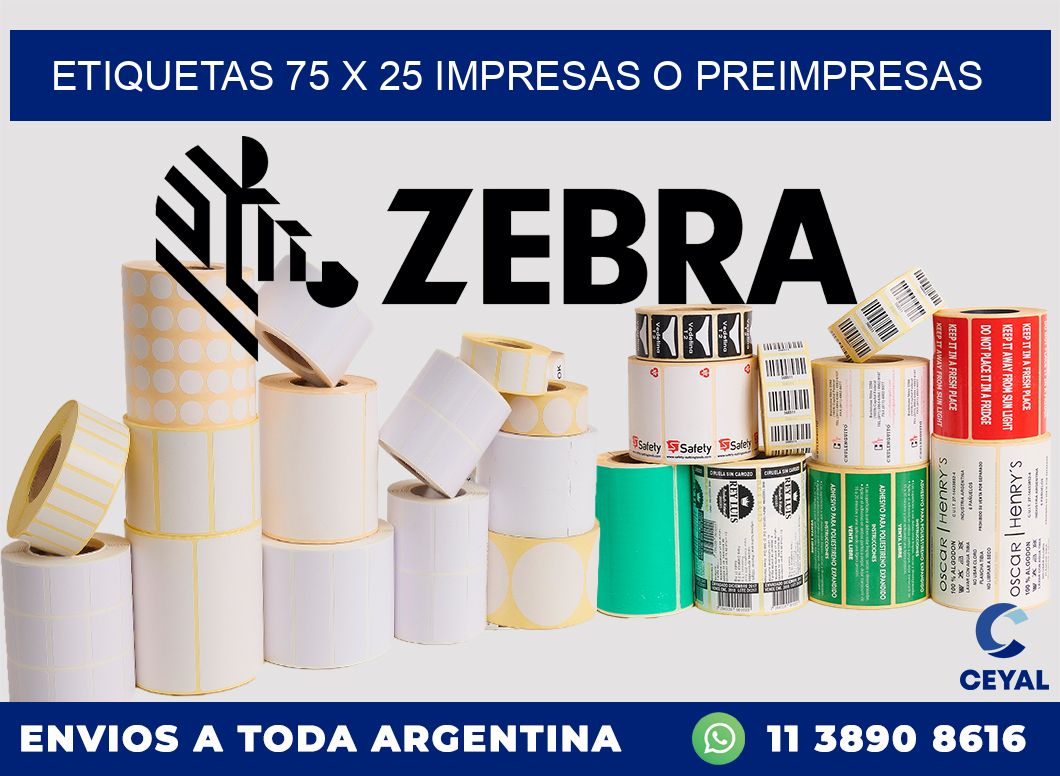 ETIQUETAS 75 x 25 IMPRESAS O PREIMPRESAS