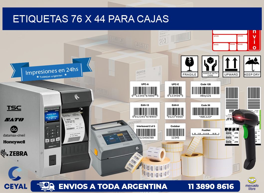 ETIQUETAS 76 x 44 PARA CAJAS