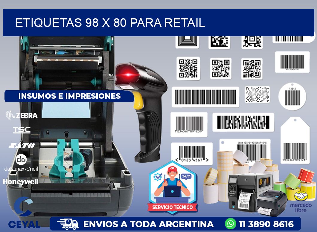 ETIQUETAS 98 x 80 PARA RETAIL