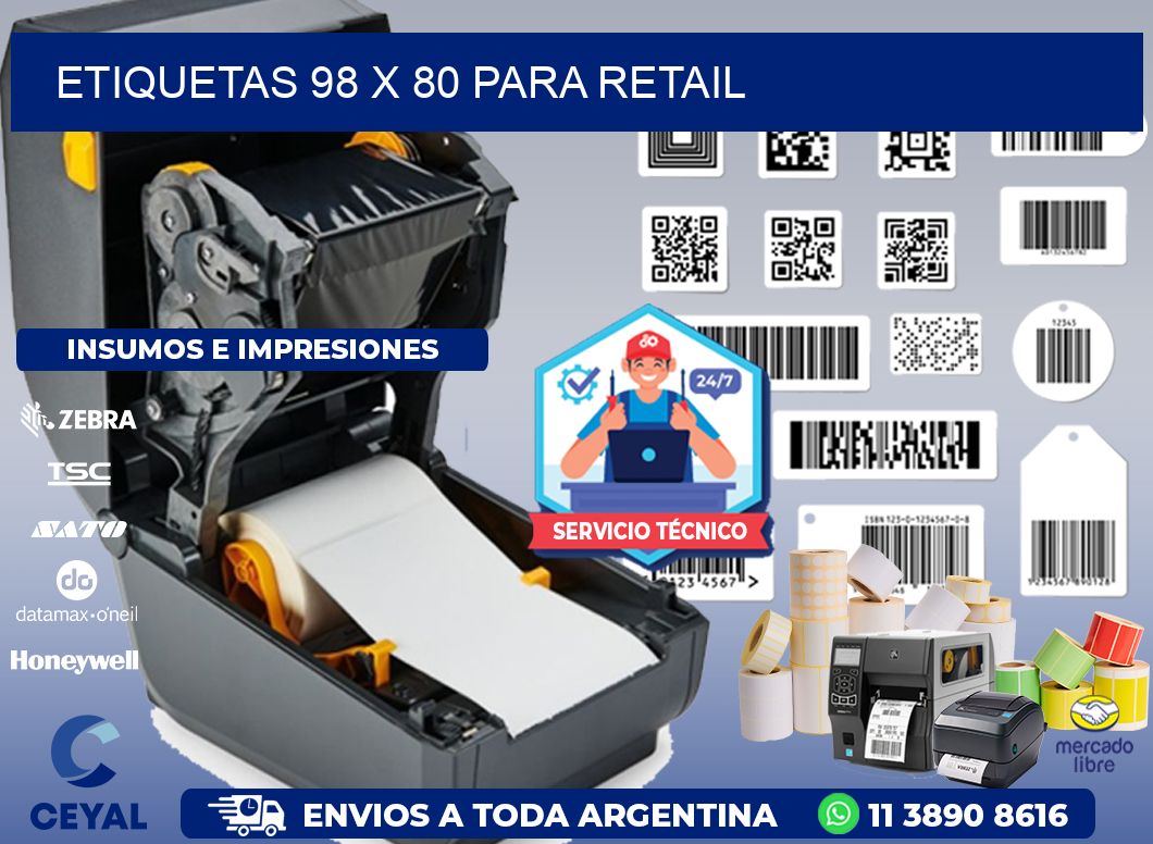 ETIQUETAS 98 x 80 PARA RETAIL