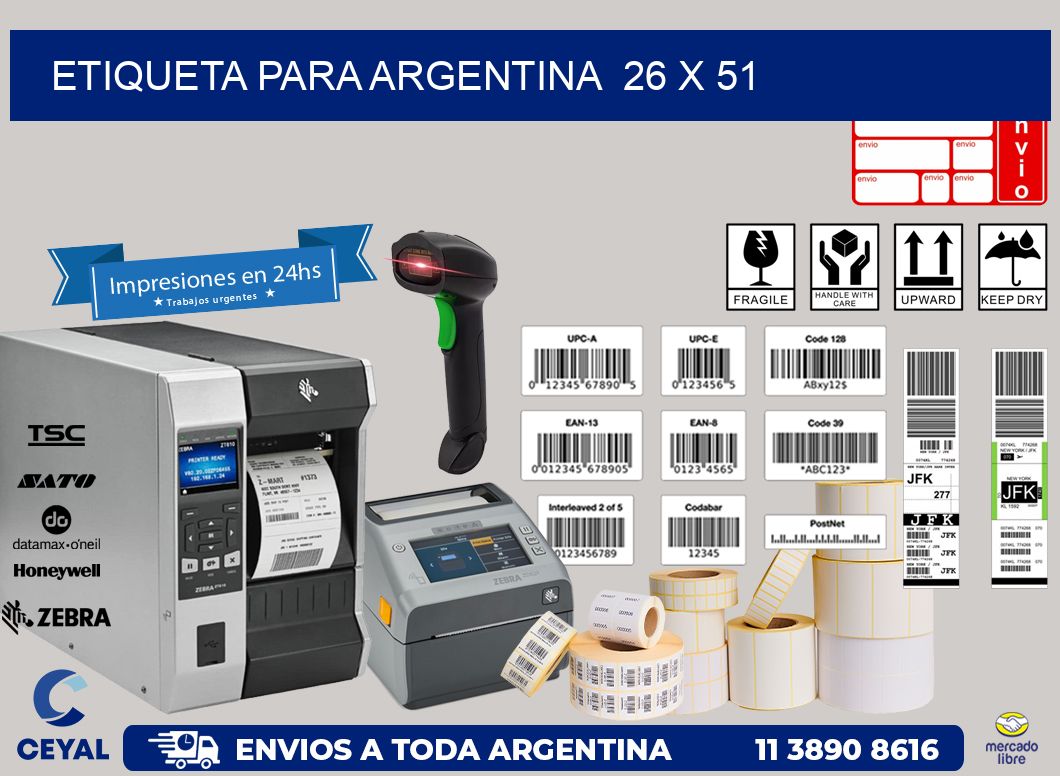 etiqueta para Argentina 26 x 51