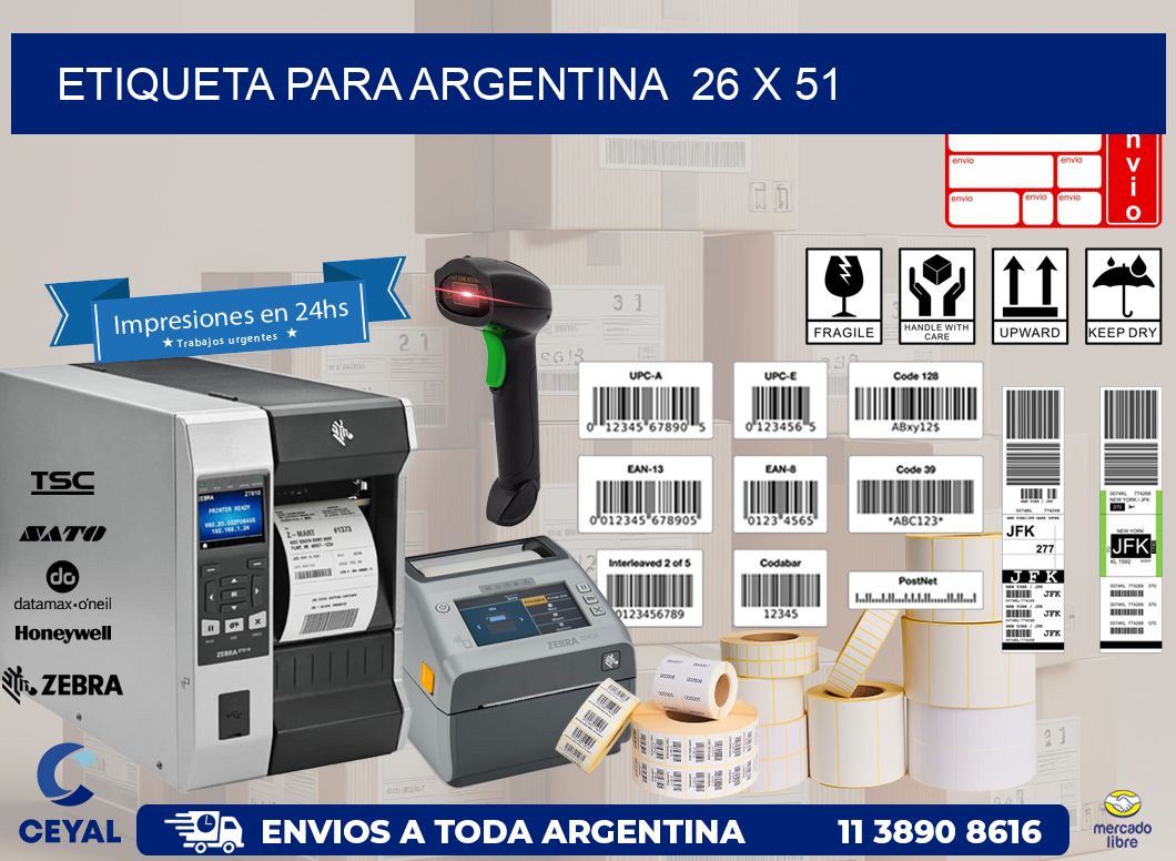etiqueta para Argentina  26 x 51