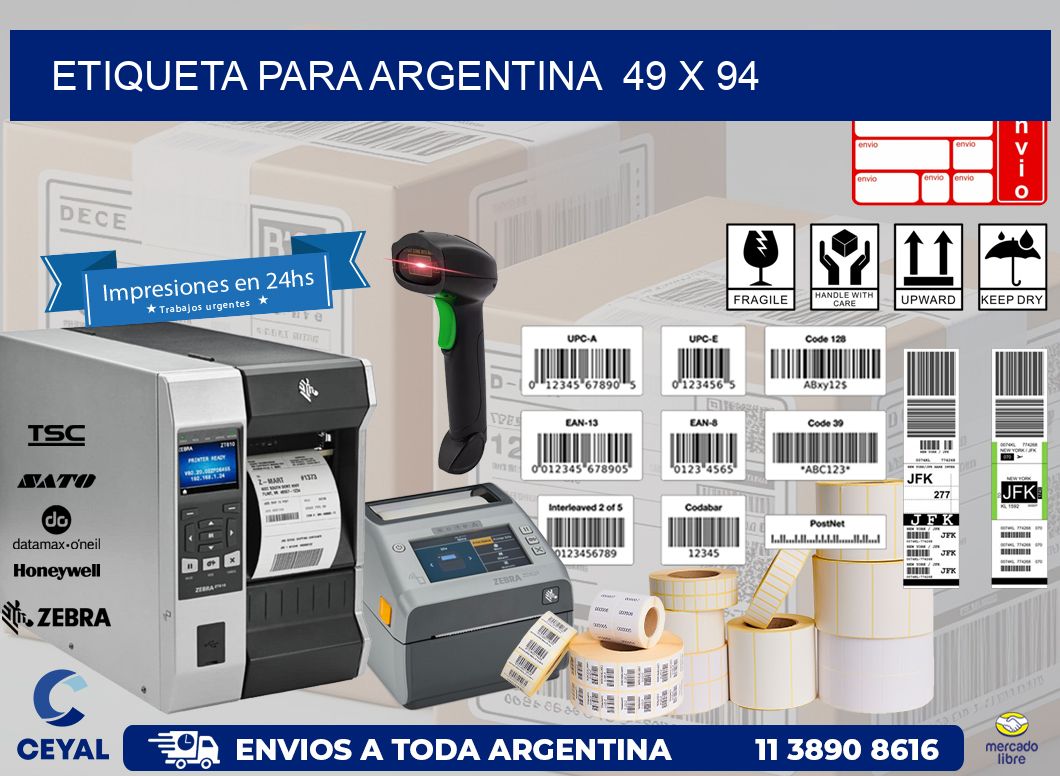 etiqueta para Argentina  49 x 94