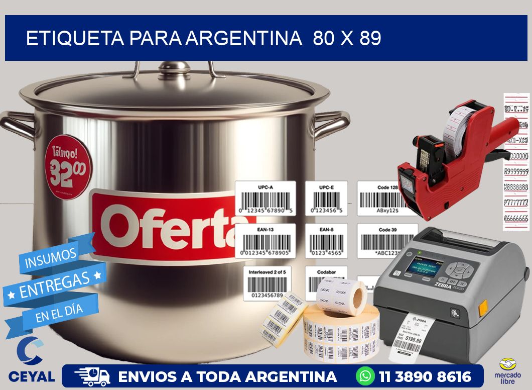 etiqueta para Argentina  80 x 89