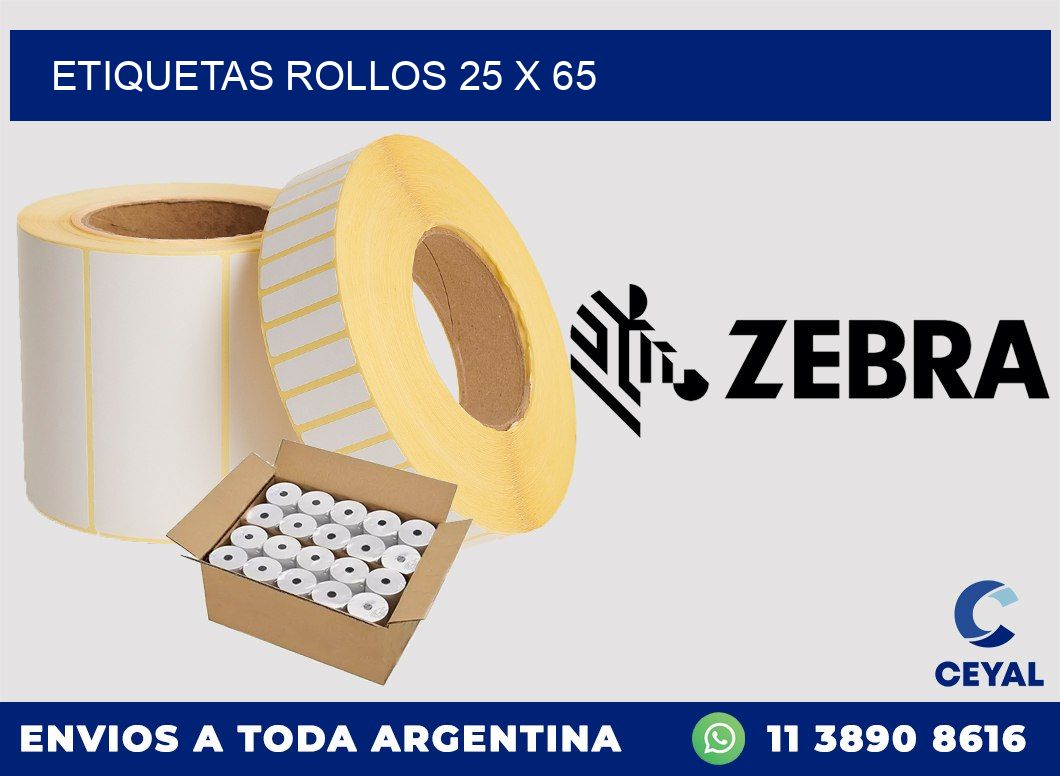 etiquetas rollos 25 x 65