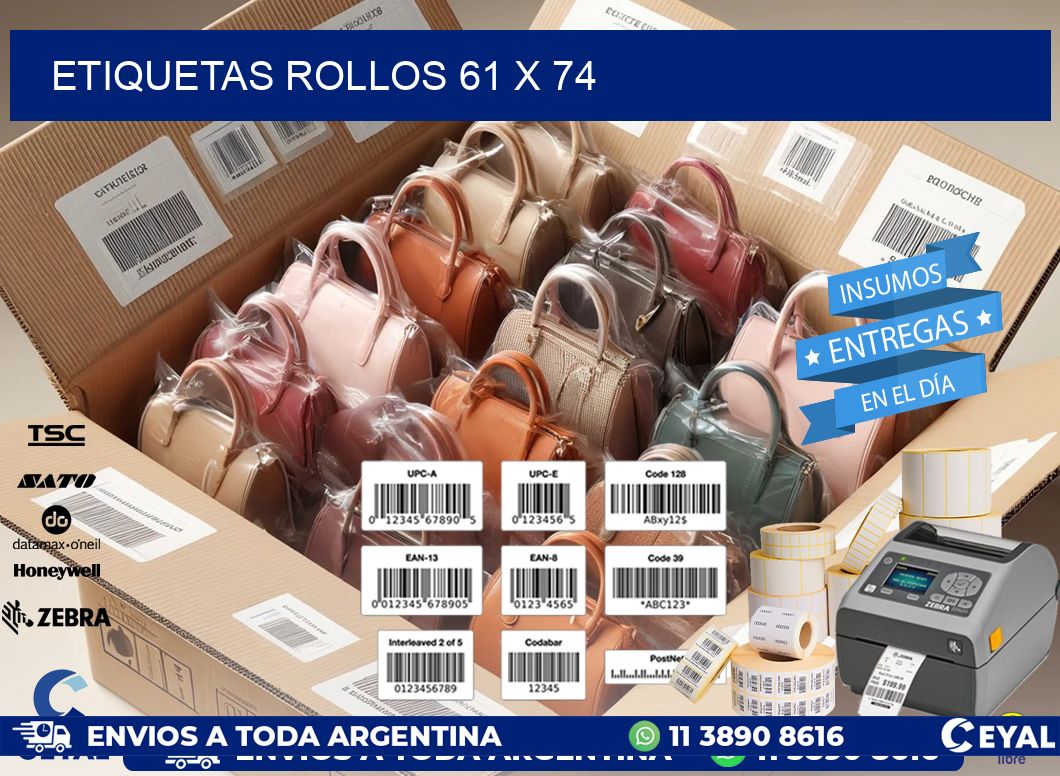 etiquetas rollos 61 x 74