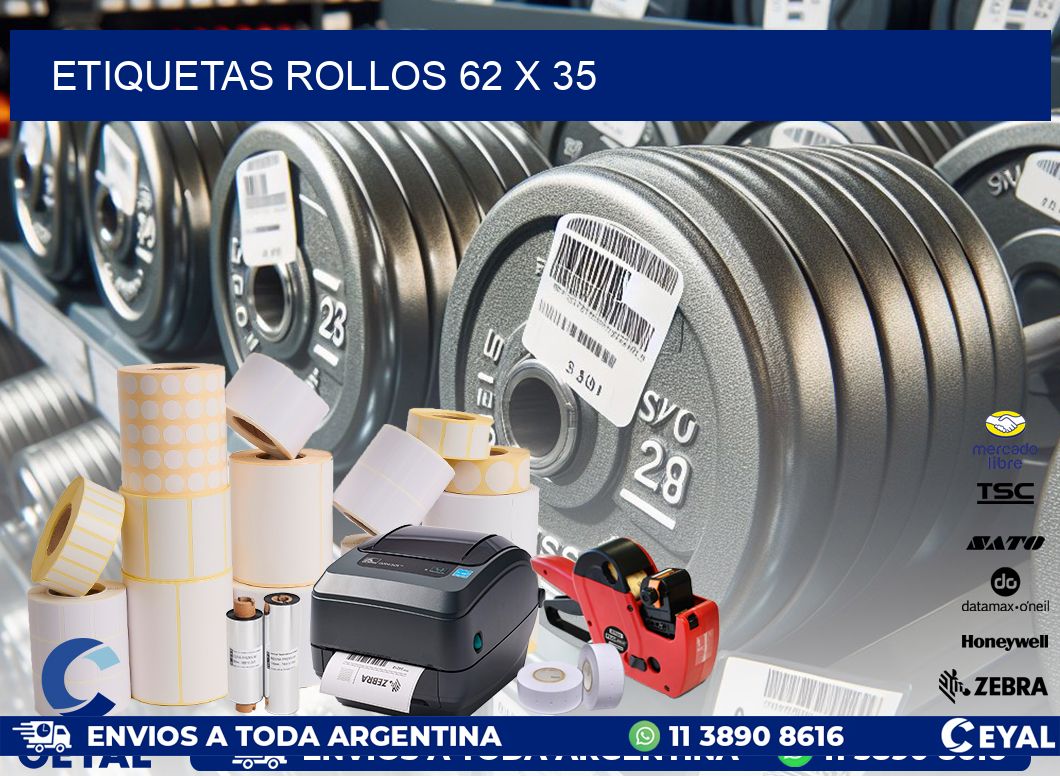 etiquetas rollos 62 x 35