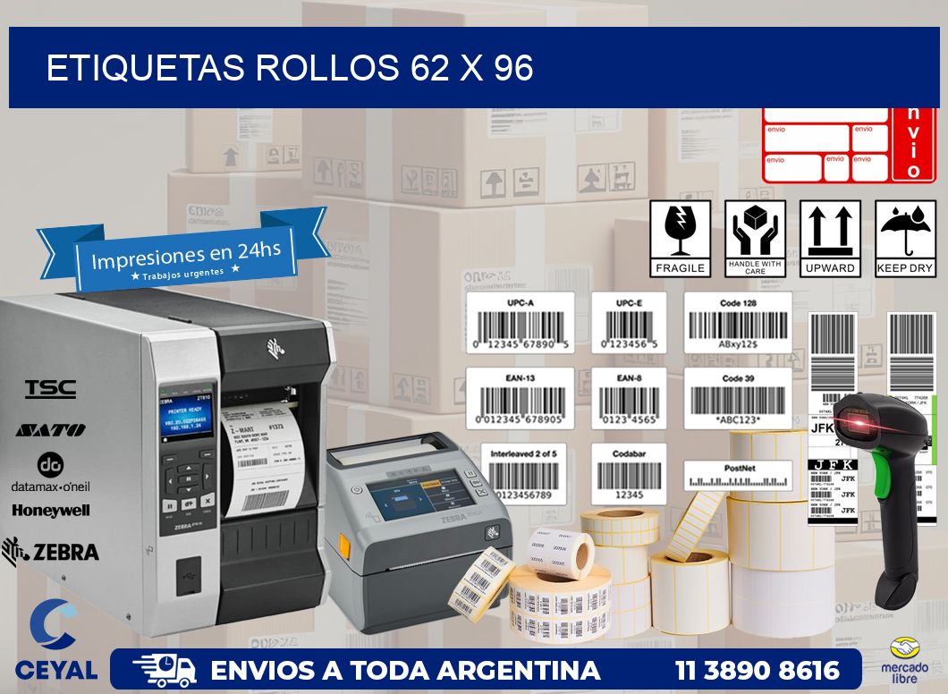 etiquetas rollos 62 x 96