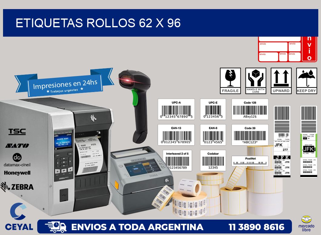 etiquetas rollos 62 x 96