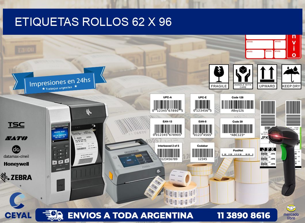etiquetas rollos 62 x 96