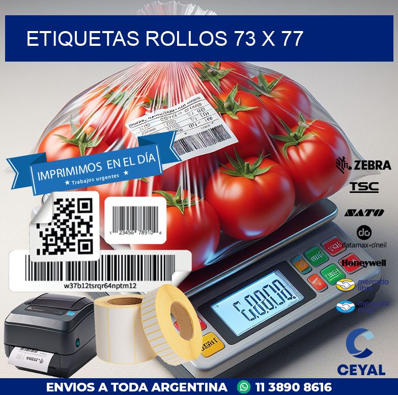 etiquetas rollos 73 x 77