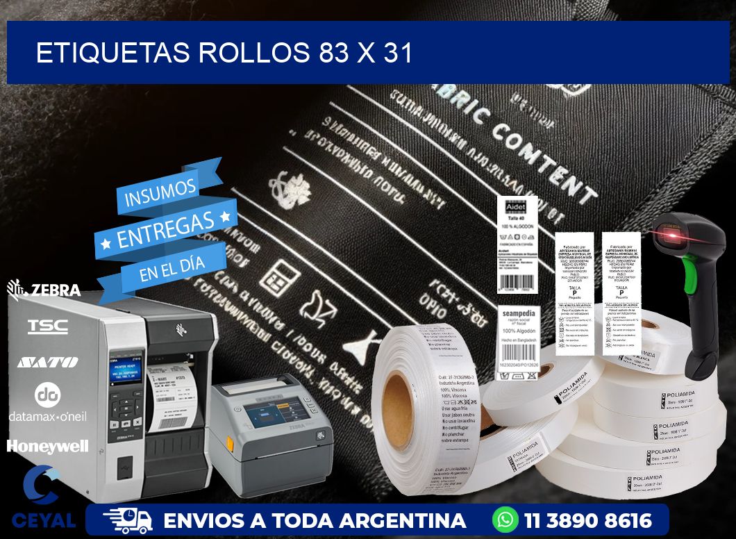 etiquetas rollos 83 x 31