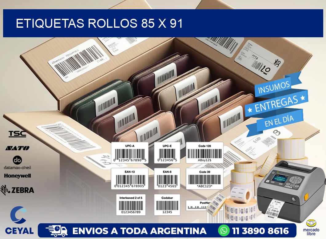 etiquetas rollos 85 x 91