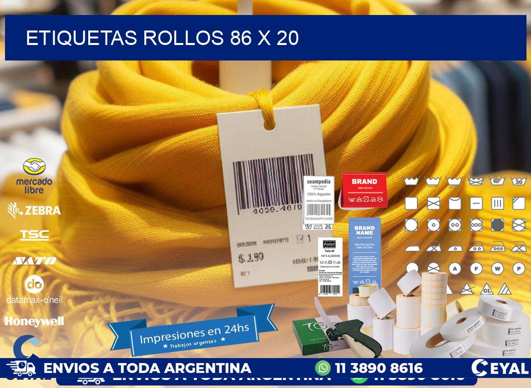 etiquetas rollos 86 x 20
