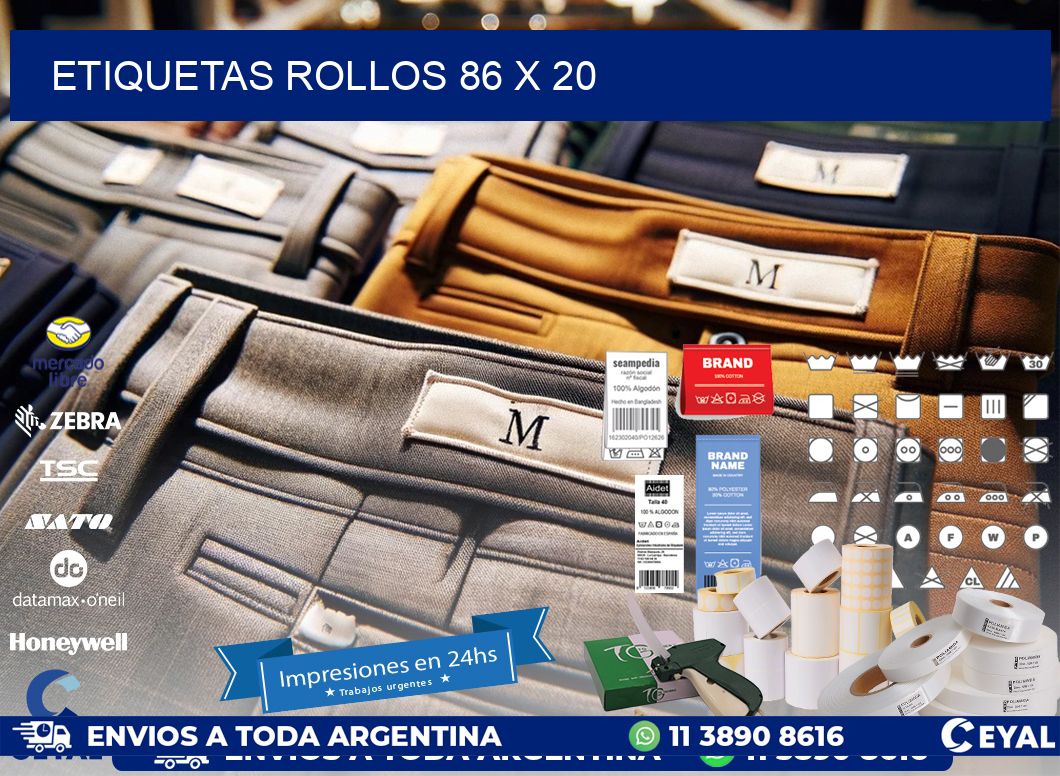 etiquetas rollos 86 x 20