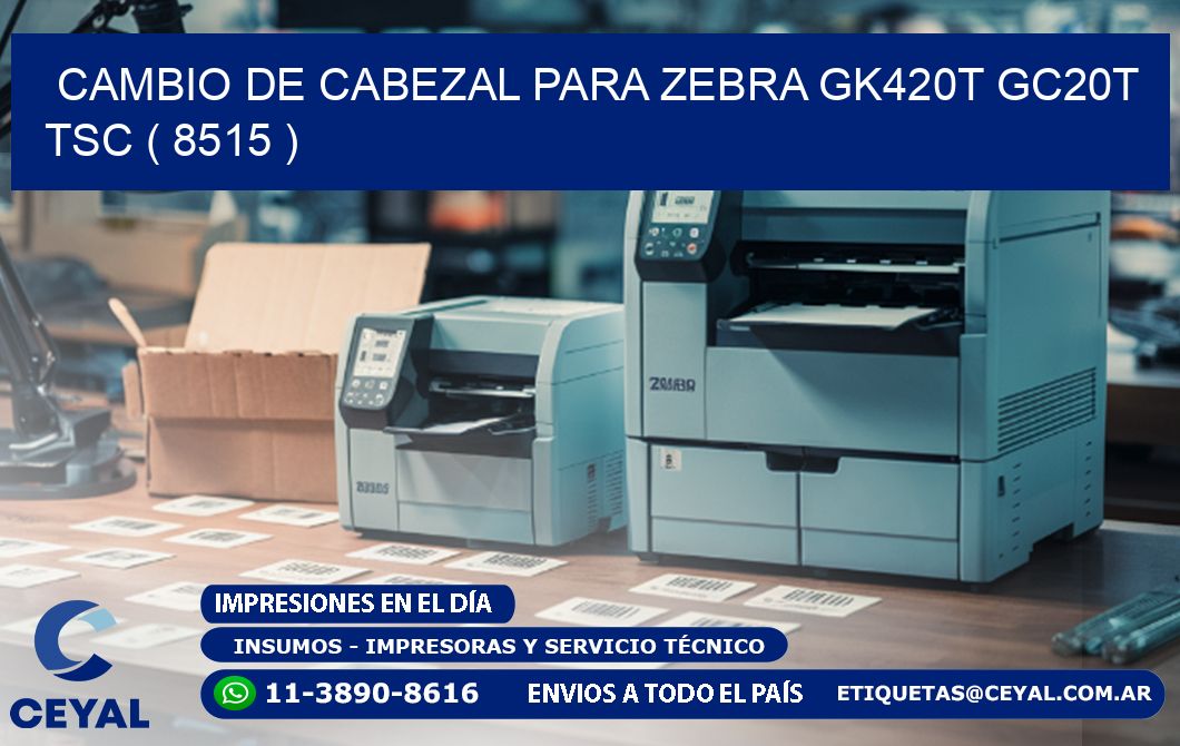 CAMBIO DE CABEZAL PARA ZEBRA GK420T GC20T TSC ( 8515 )