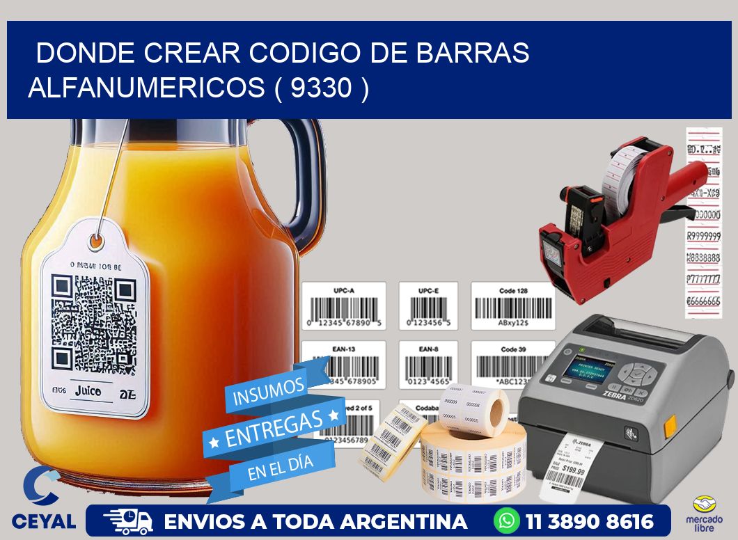DONDE CREAR CODIGO DE BARRAS ALFANUMERICOS ( 9330 )