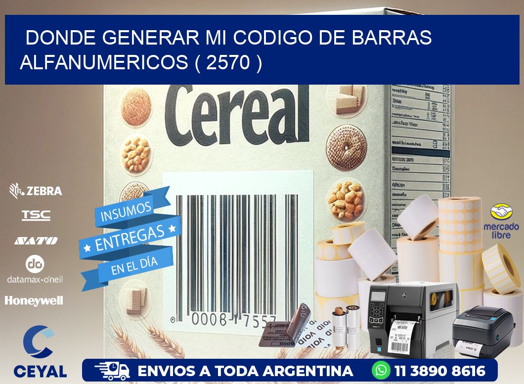 DONDE GENERAR MI CODIGO DE BARRAS ALFANUMERICOS ( 2570 )